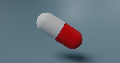 药丸在蓝色背景插图3d渲染
