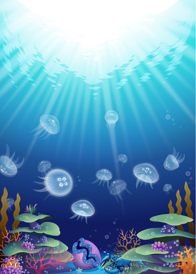 海里漂浮着水母