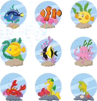 卡通海洋生物集合集