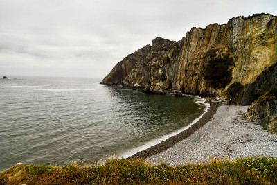 莫赫悬崖，照片作为背景，在playa del silencio，沉默的海滩，阿斯图里亚斯元首，西班牙