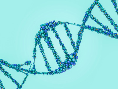 DNA链。抽象的科学背景。三维渲染
