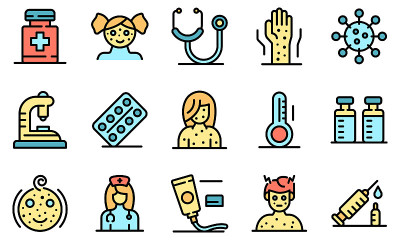Chicken pox icons set vector flat