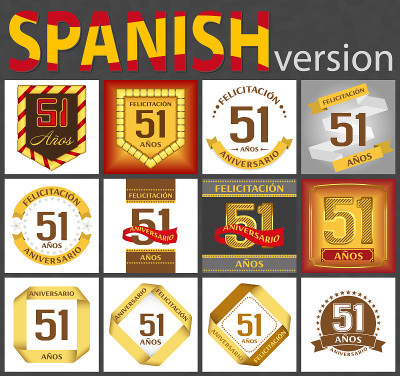 Spanish set of number 51 templates