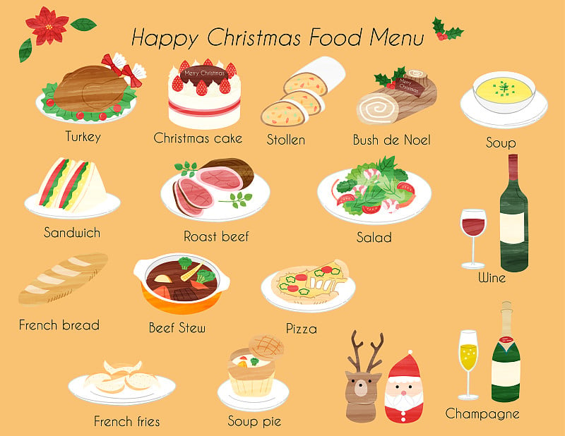 Christmas Holiday food menu icon