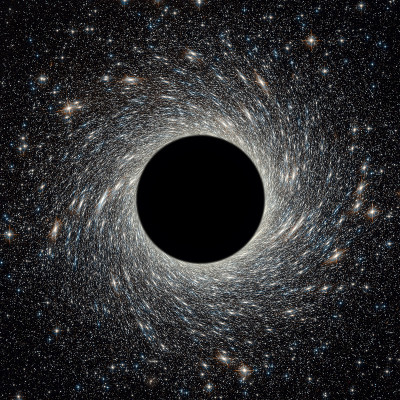 宇宙中的黑洞。虫洞和外太空的星星。星系中心和宇宙深处的大黑洞。以空间和科学概念为背景。