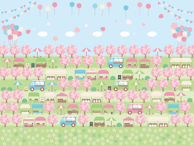 简单的spring marche背景插图。