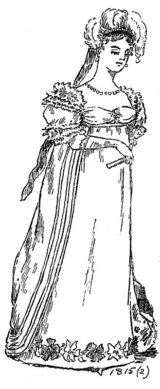 维多利亚黑白插画的女性时尚的摄政风格1810;19世纪的女性服装;1892年英语了