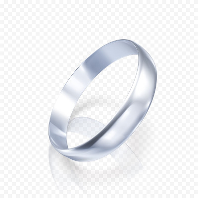 现实的戒指从白色的金或银。铂金戒指的3D渲染与阴影和反射。矢量插图孤立在透明背景上