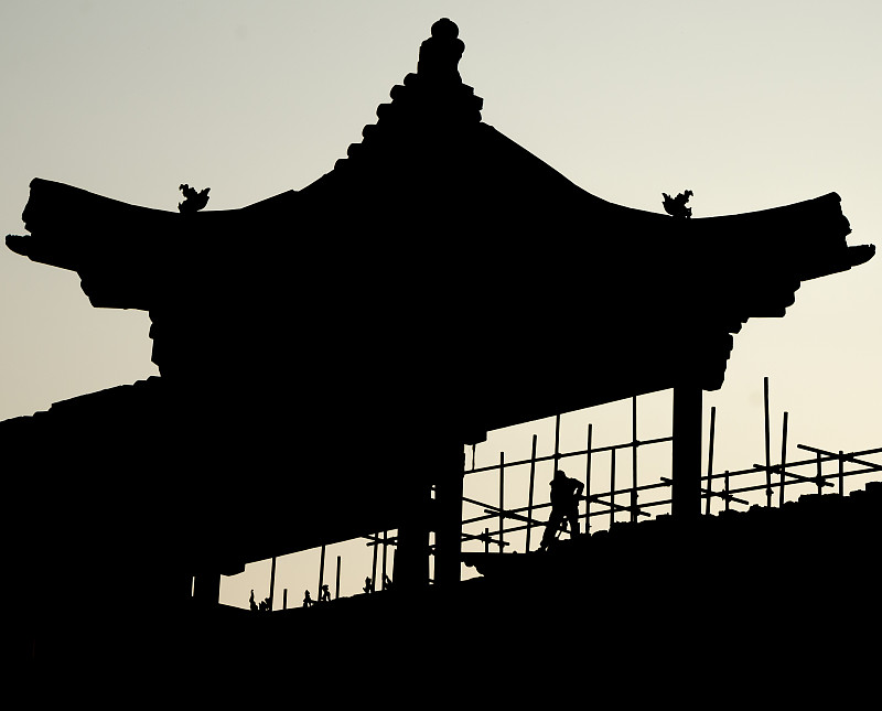 中国传统建筑的剪影