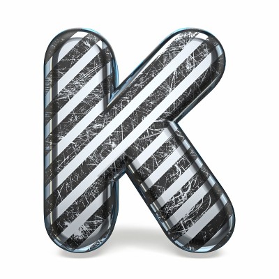 条纹钢黑色刮花字体字母K 3D