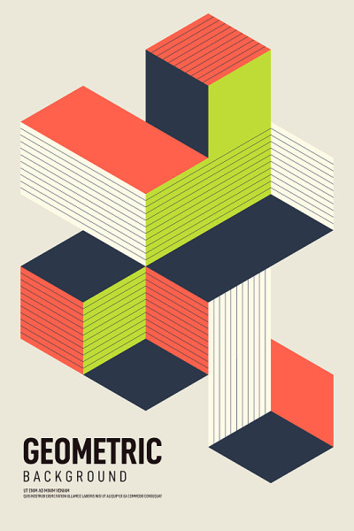 Abstract isometric geometric shape layout design t