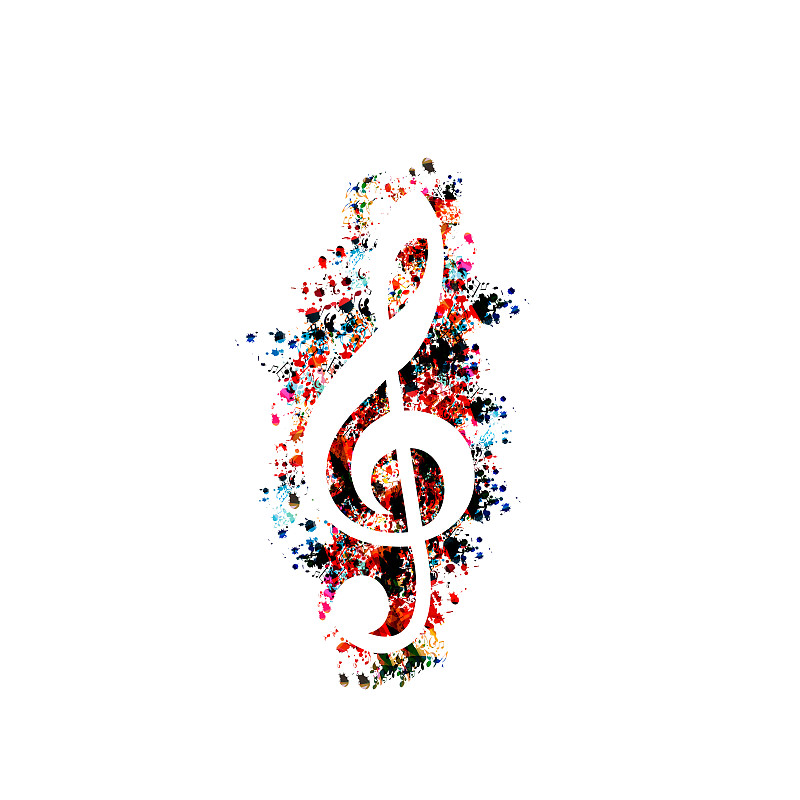 Colorful G-clef isolated vector illustration