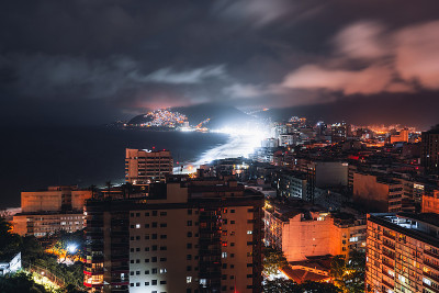 夜景里约热内卢城市，长曝光