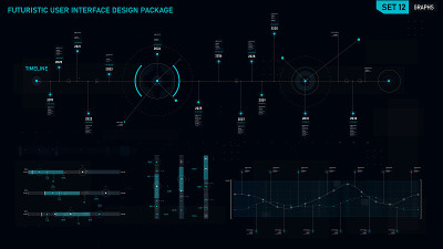 Futuristic user interface design element set 12