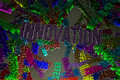 创新的关键字。彩色3 d渲染。形状构成，几何结构，块体设计纹理，背景。
