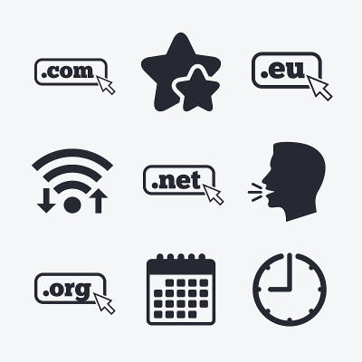 顶级域名的迹象。Com, Eu, Net和Org。