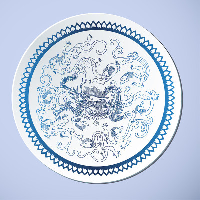 中国传统青花瓷，龙