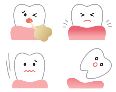 symptoms of gum disease: inflammation, bad breath,
