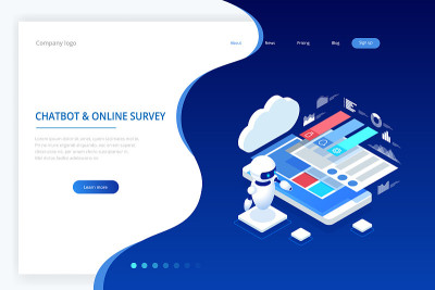 Isometric Chat bot and online survey. Online exam,