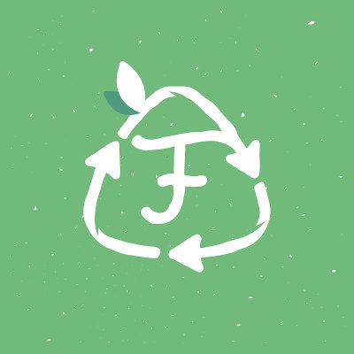 F字母内再利用标志在垃圾线性风格。