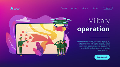 军事行动概念登陆页面。