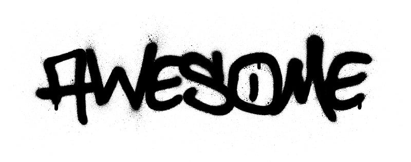 graffiti awesome word sprayed in black over white