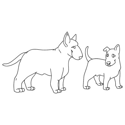 可爱的卡通斗牛犬小狗矢量剪贴画。纯种犬舍犬品种为犬舍俱乐部。纯种家犬训练为宠物馆插图吉祥物。孤立的犬