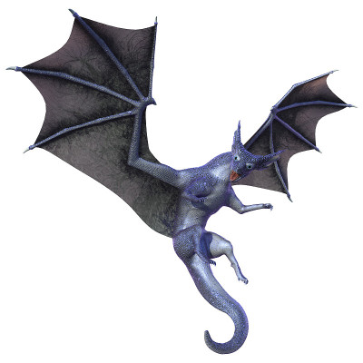 3D插图幻想龙在白色