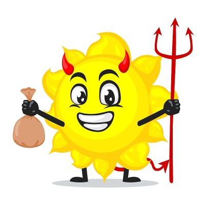 太阳吉祥物或角色的矢量插图