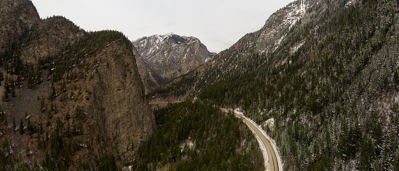 航空全景的风景公路在加拿大山