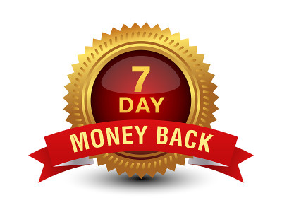 7 Day money back golden red seal, stamp, badge, st