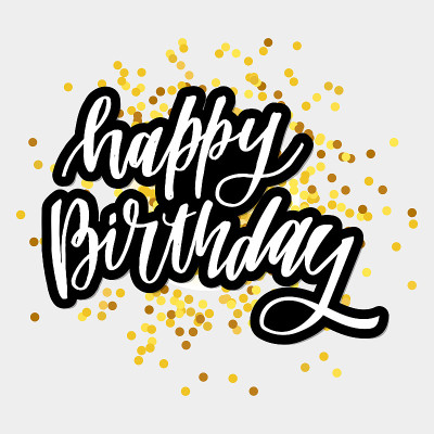Happy birthday hand drawn vector lettering design 