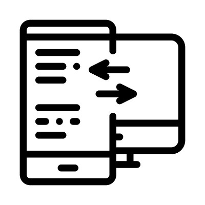 适应性网站的电脑屏幕和电话图标矢量大纲插图