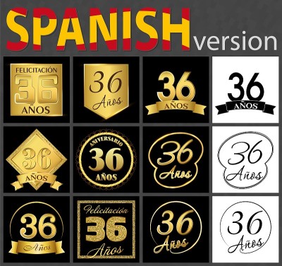 Spanish set of number 36 templates