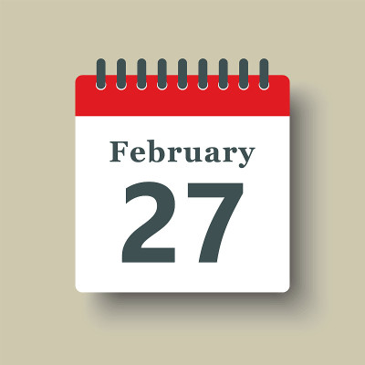 图标日期27日2月27日，模板日历页