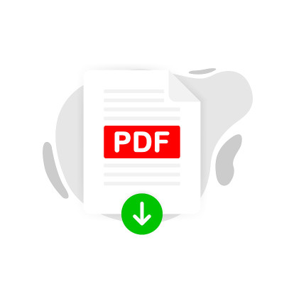 下载PDF图标文件与标签上的白色背景。下载文档的概念。矢量插图。