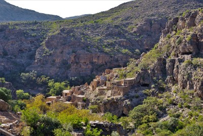 古废弃的Wadi Bani Habib村靠近Al Jabal Al Akhdar，位于阿曼苏丹国偏远