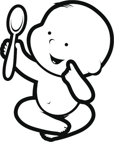 拿着大勺子的小孩