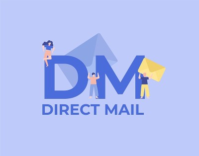 DM direct mail illustration. Digital graphic scrip