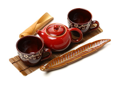 白底茶壶