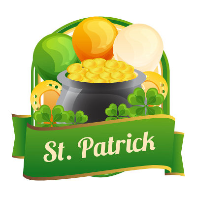 colorful badge of saint patrick day with clover an