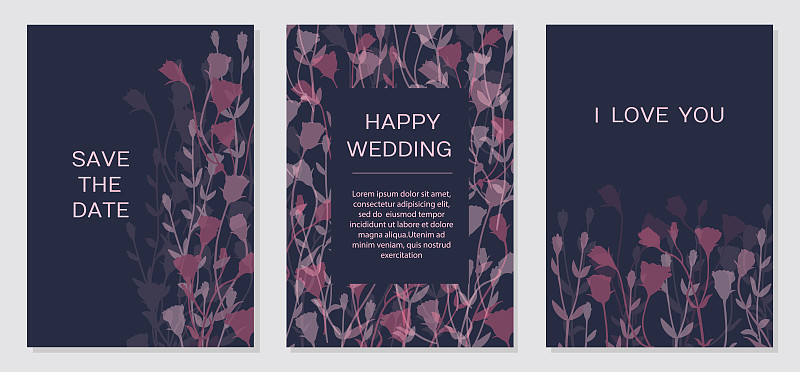 Elegant floral invite set, modern card in rose eus