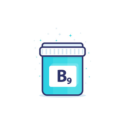 B9维生素图标上的白色，矢量