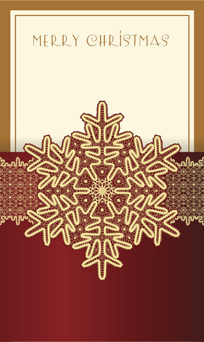 美丽的圣诞贺卡与花边复古雪花