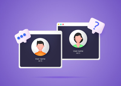 在线会议。人们通过视频链接相互交流。视频通话界面。