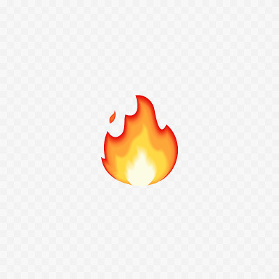 火emoji。火的火焰。孤立在白色的。逼真的3 d图标。向量