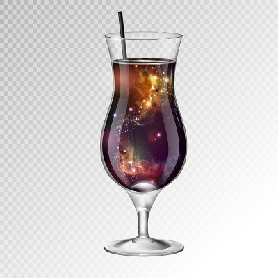 矢量插图的现实鸡尾酒杯与空间背景内