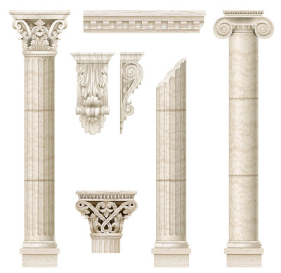 Set of old classical columns