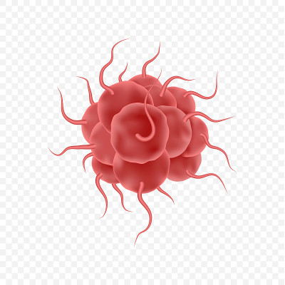 现实的胚芽。微生物和感染细胞，彩色细菌和微生物图标