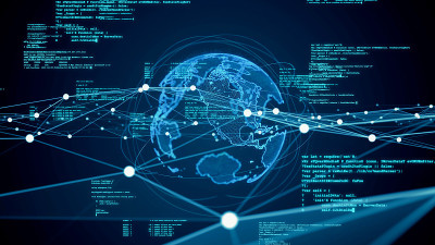全球通信网络概念。数字转换。